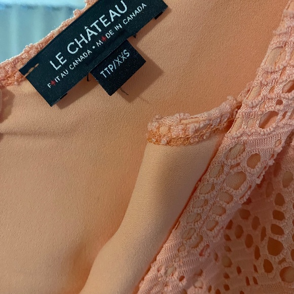 Le Chateau Peach Asymmetrical Hem Dress - Picture 6 of 12